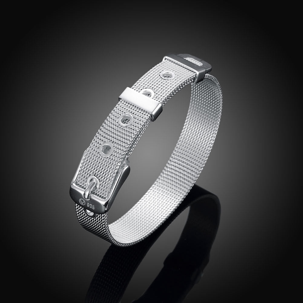 Mesh Buckle Bracelet in 18K White Gold Plated