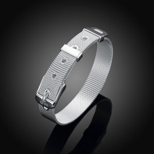 Mesh Buckle Bracelet in 18K White Gold Plated