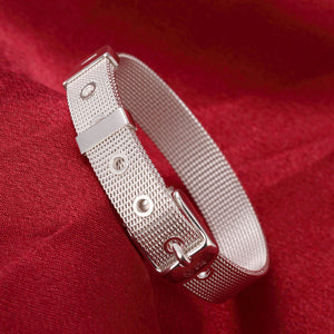 Mesh Buckle Bracelet in 18K White Gold Plated