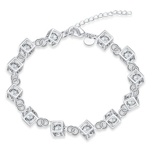 Sqaure Cubed Bracelet in 18K White Gold Plated