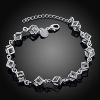 Sqaure Cubed Bracelet in 18K White Gold Plated