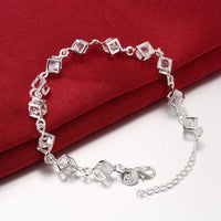 Sqaure Cubed Bracelet in 18K White Gold Plated