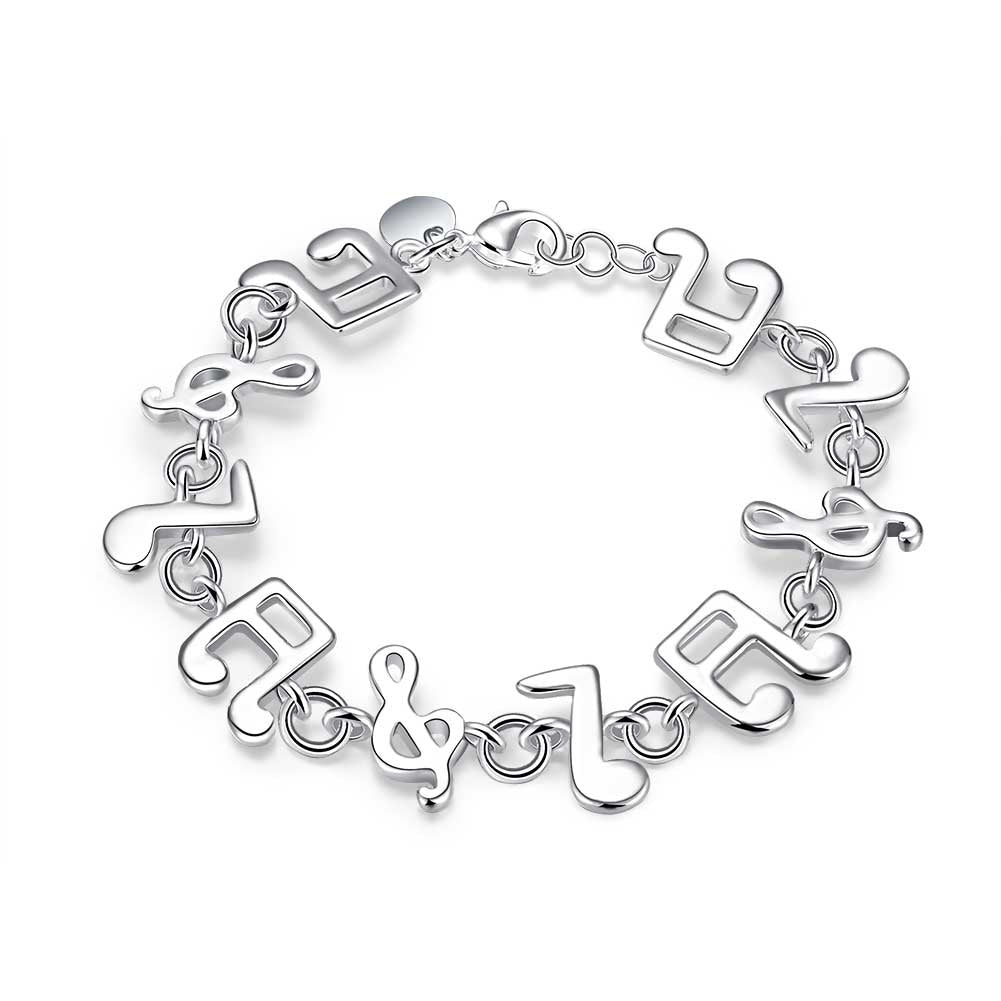 Musical Notes Bracelet in 18K White Gold Plated