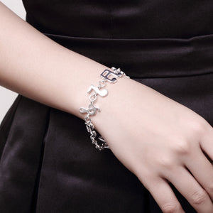 Musical Notes Bracelet in 18K White Gold Plated