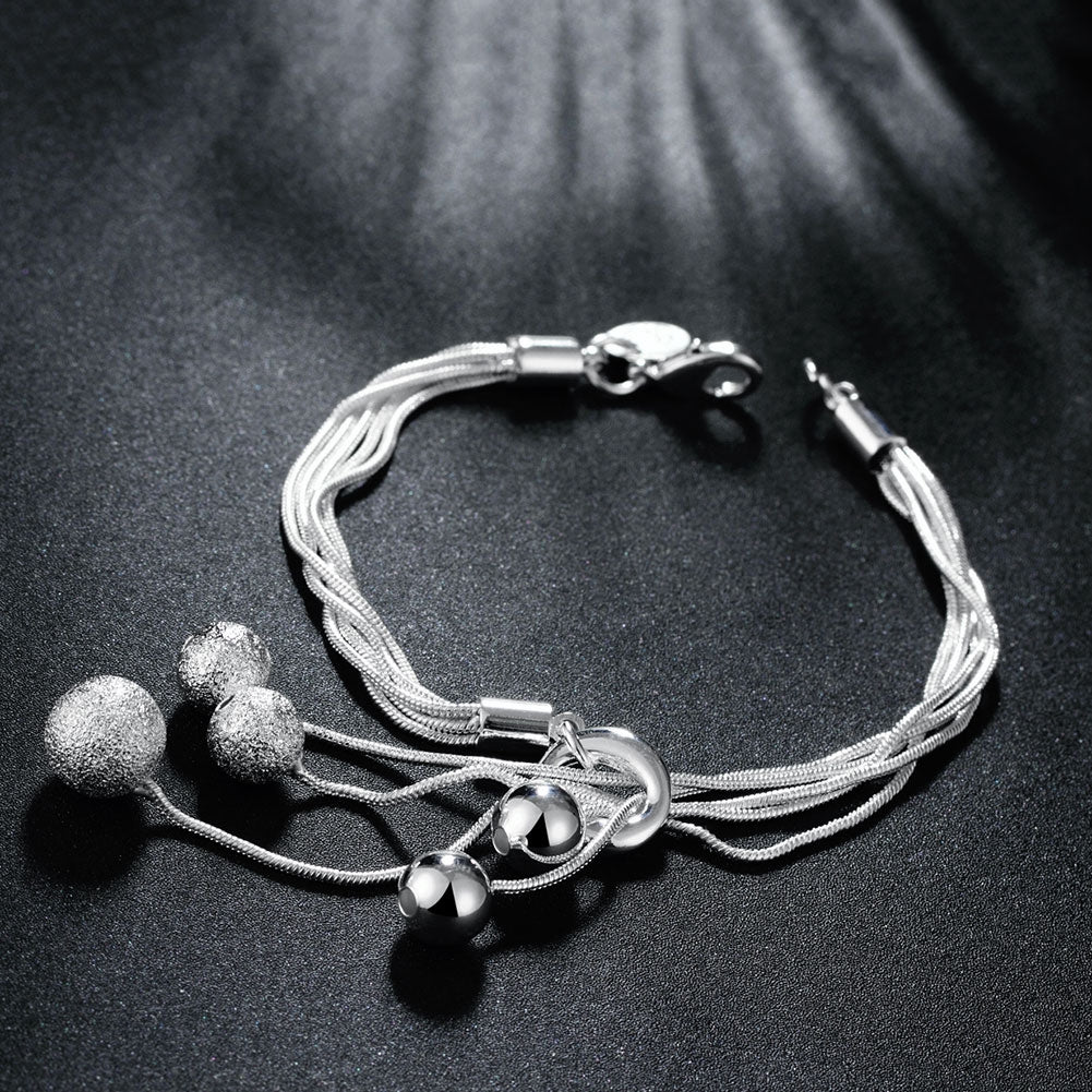 Triple Bead Bracelet Bracelet in 18K White Gold Plated