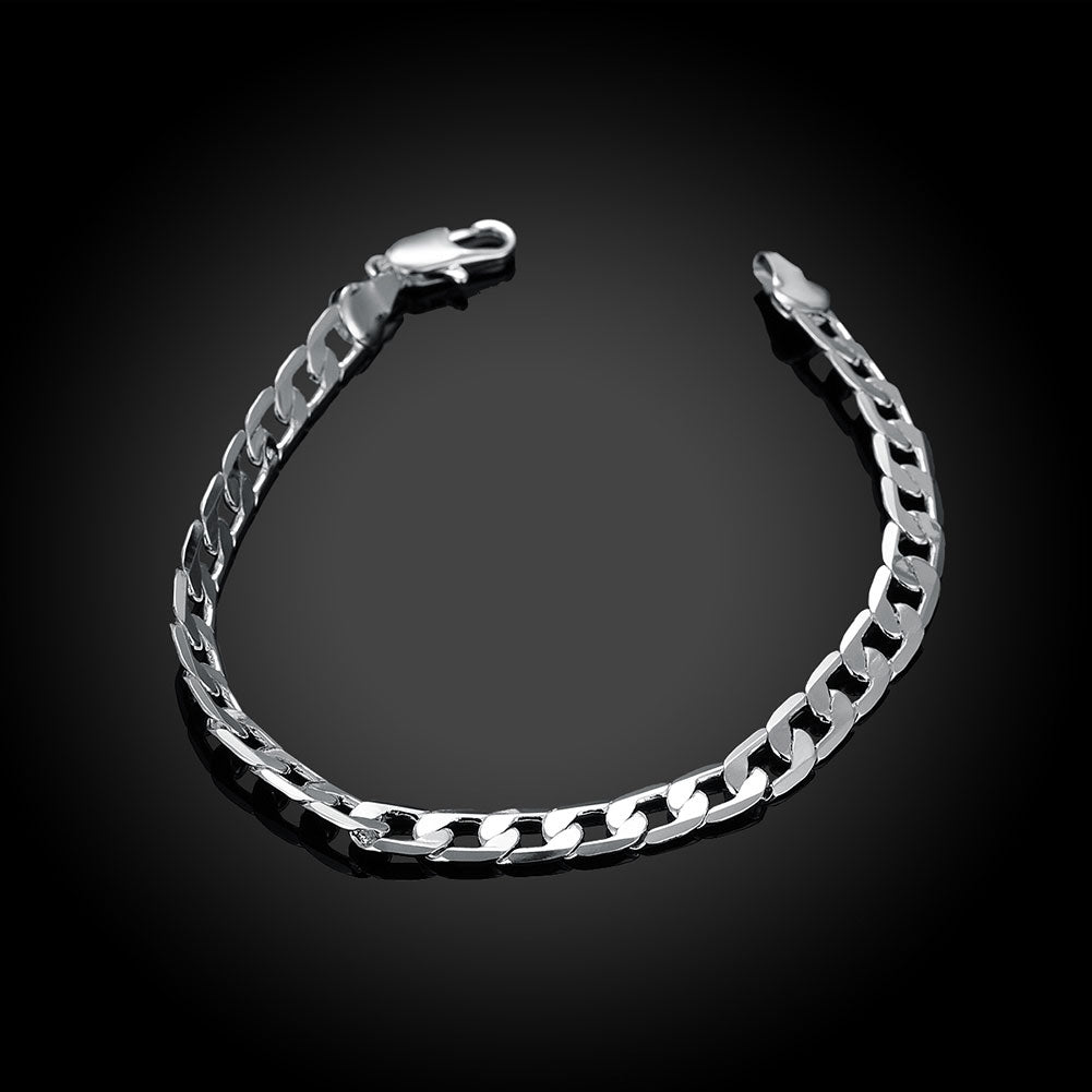 Silver Thin Cuban Figaro Bracelet
