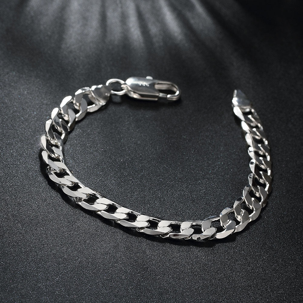 Silver Thick Cuban Figaro Bracelet