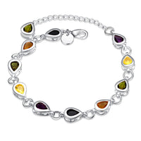 Rainbow Swarovski Pear Cut Bracelet in 18K White Gold