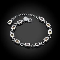 Rainbow Swarovski Square Cut Bracelet in 18K White Gold