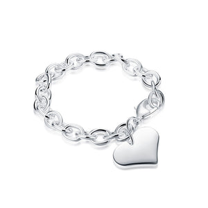 Simple Heart Bracelet in 18K White Gold Plated