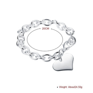 Simple Heart Bracelet in 18K White Gold Plated