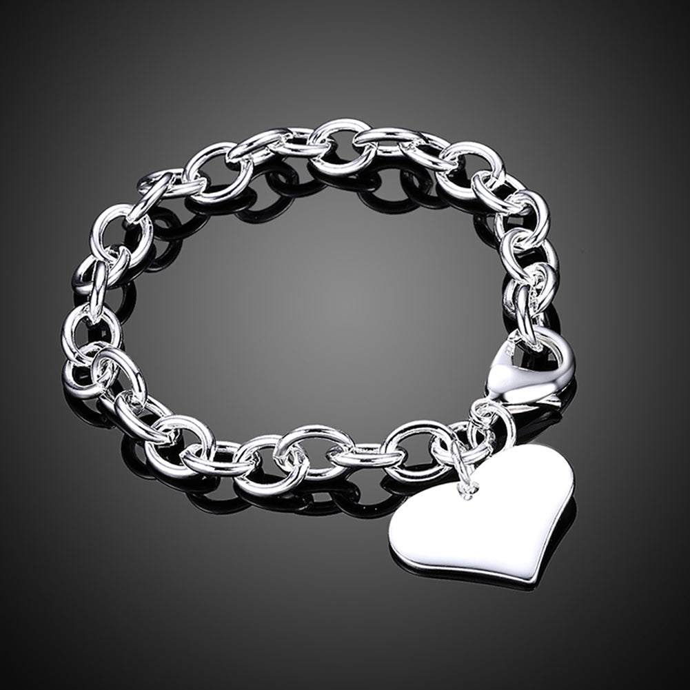 Simple Heart Bracelet in 18K White Gold Plated