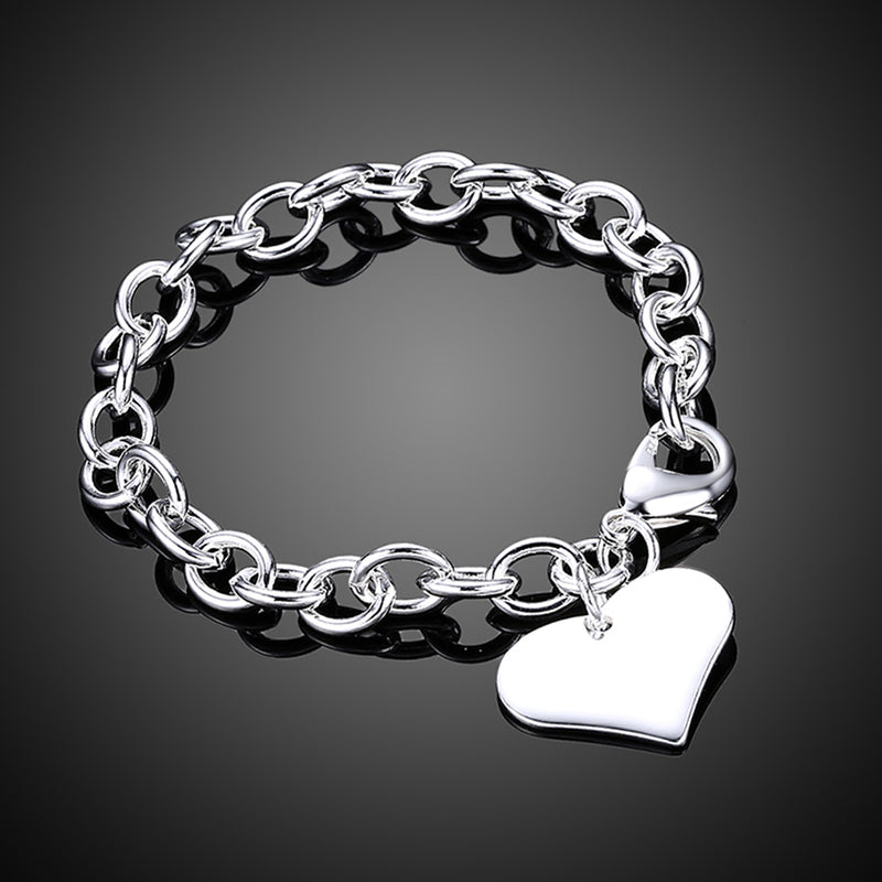 Simple Heart Bracelet in 18K White Gold Plated