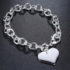 Simple Heart Bracelet in 18K White Gold Plated