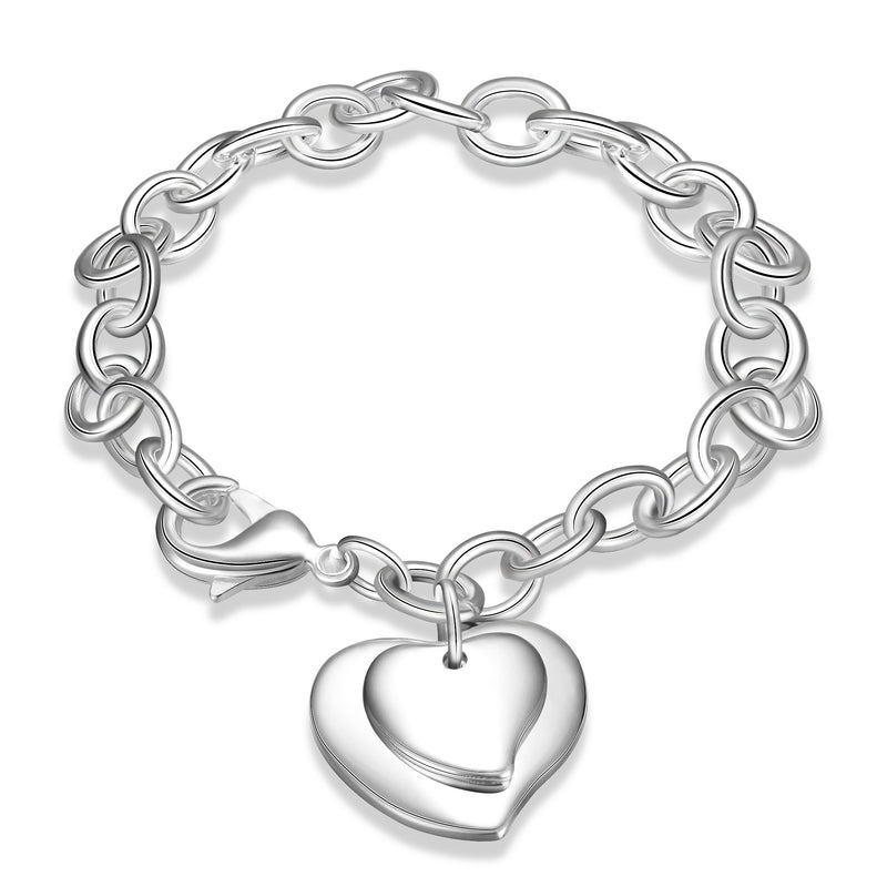 Me and My Moms Heart Bracelet in 18K White Gold Plated