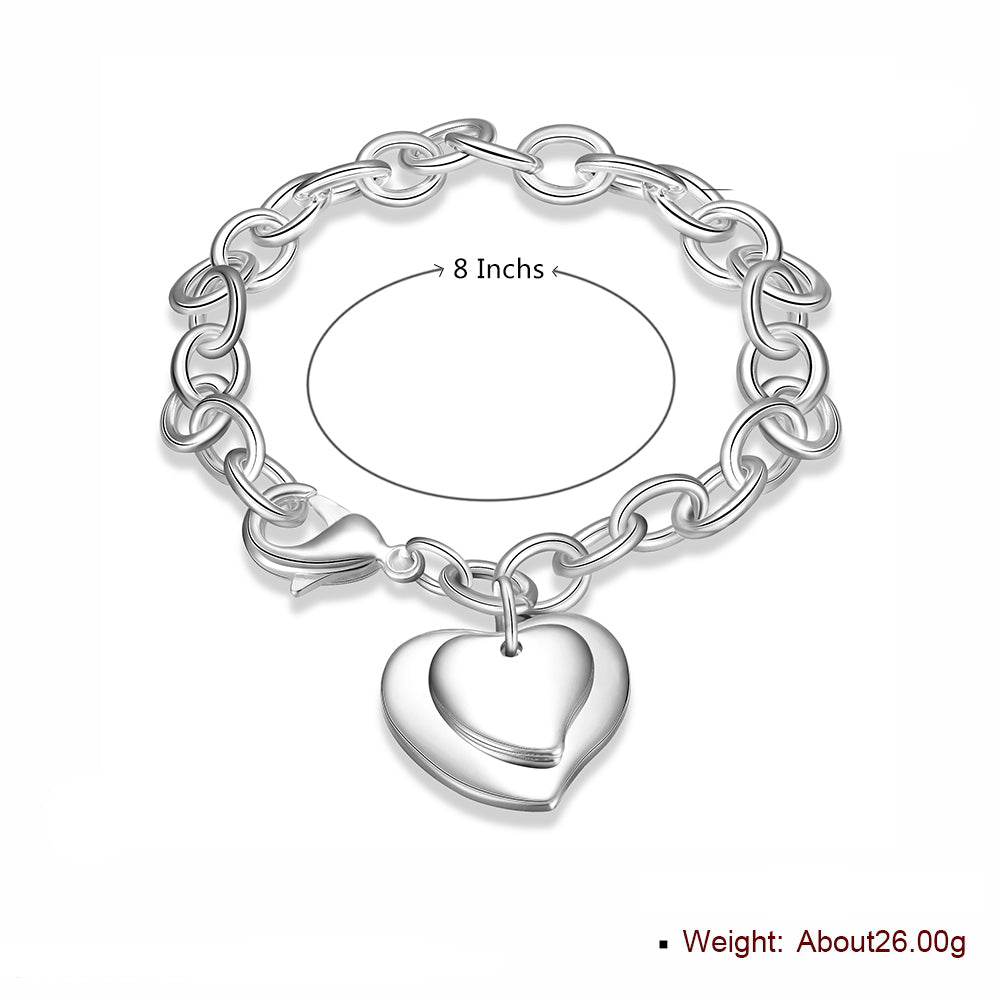 Me and My Moms Heart Bracelet in 18K White Gold Plated