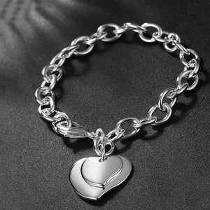 Me and My Moms Heart Bracelet in 18K White Gold Plated