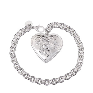 Heart Locket Bracelet in 18K White Gold Plated