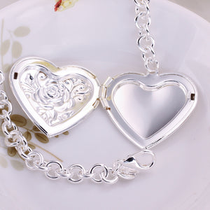 Heart Locket Bracelet in 18K White Gold Plated