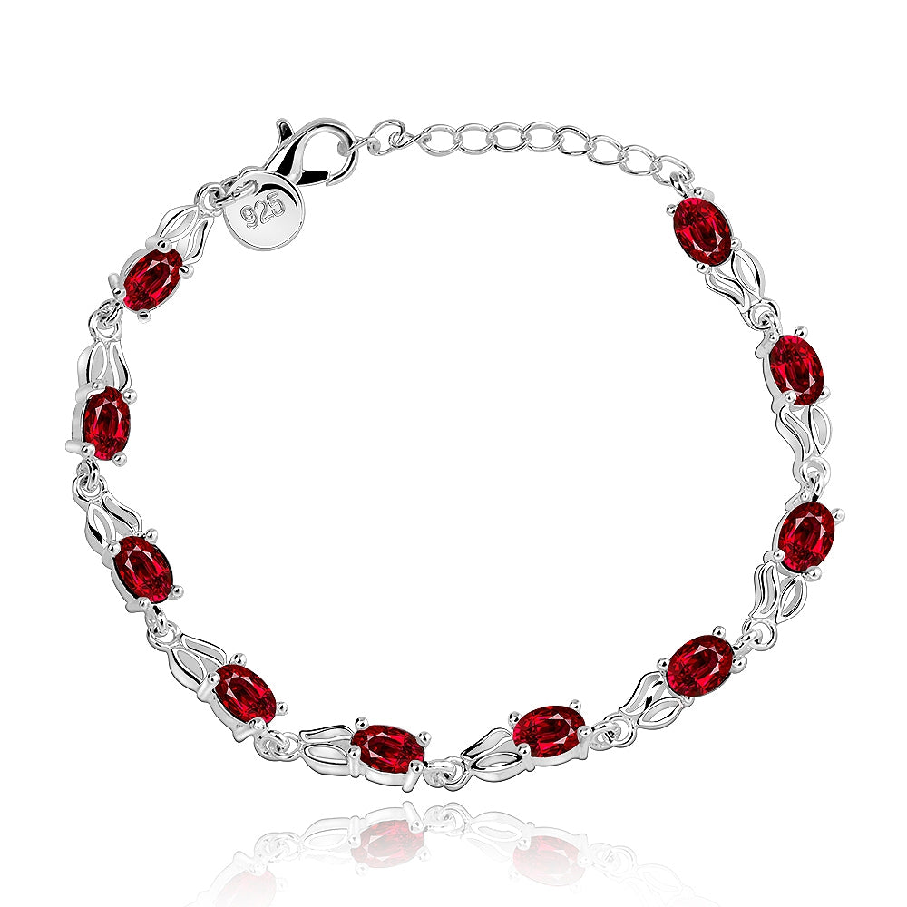 Red Swarovski Multi-Gems Bracelet in 18K White Gold