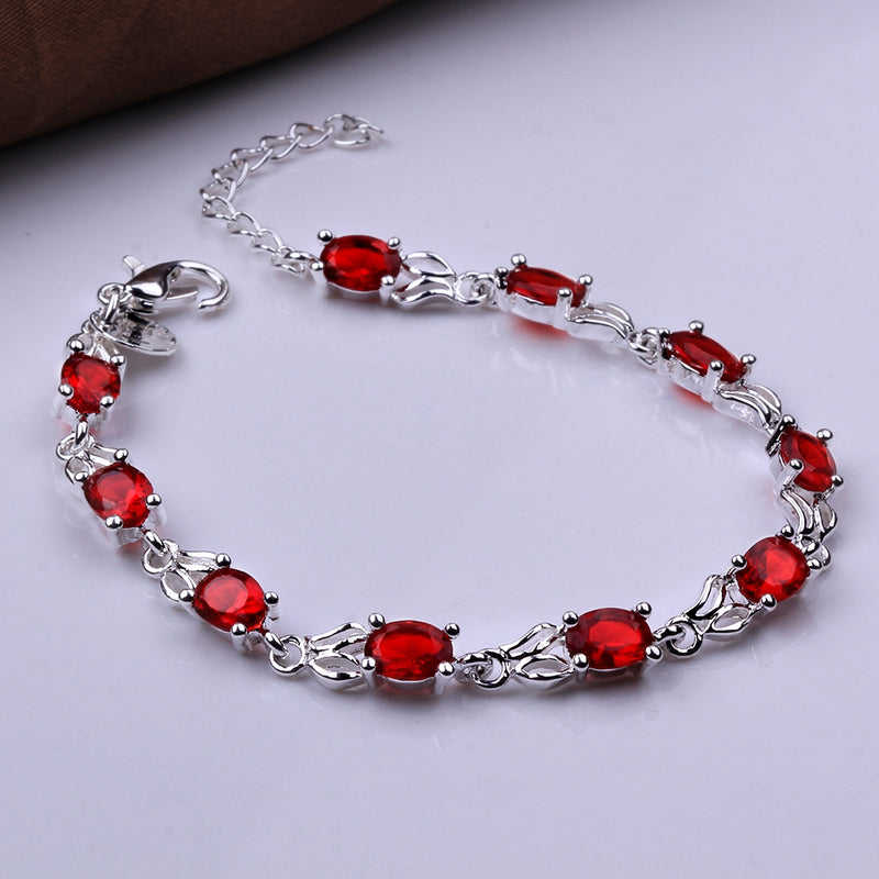 Red Swarovski Multi-Gems Bracelet in 18K White Gold