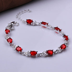 Red Austrian Multi-Gems Bracelet in 18K White Gold