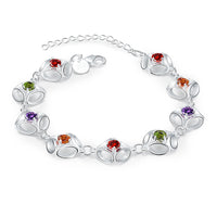 Rainbow Swarovski Clover Shaped Bracelet in 18K White Gold