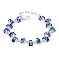 Multi Blue Swarovski Cubed Bracelet in 18K White Gold
