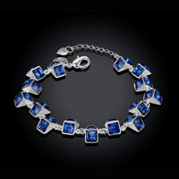 Multi Blue Swarovski Cubed Bracelet in 18K White Gold
