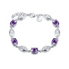 Purple Swarovski Oval Cut Bracelet in 18K White Gold