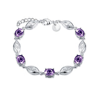 Purple Swarovski Oval Cut Bracelet in 18K White Gold