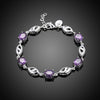 Purple Swarovski Oval Cut Bracelet in 18K White Gold
