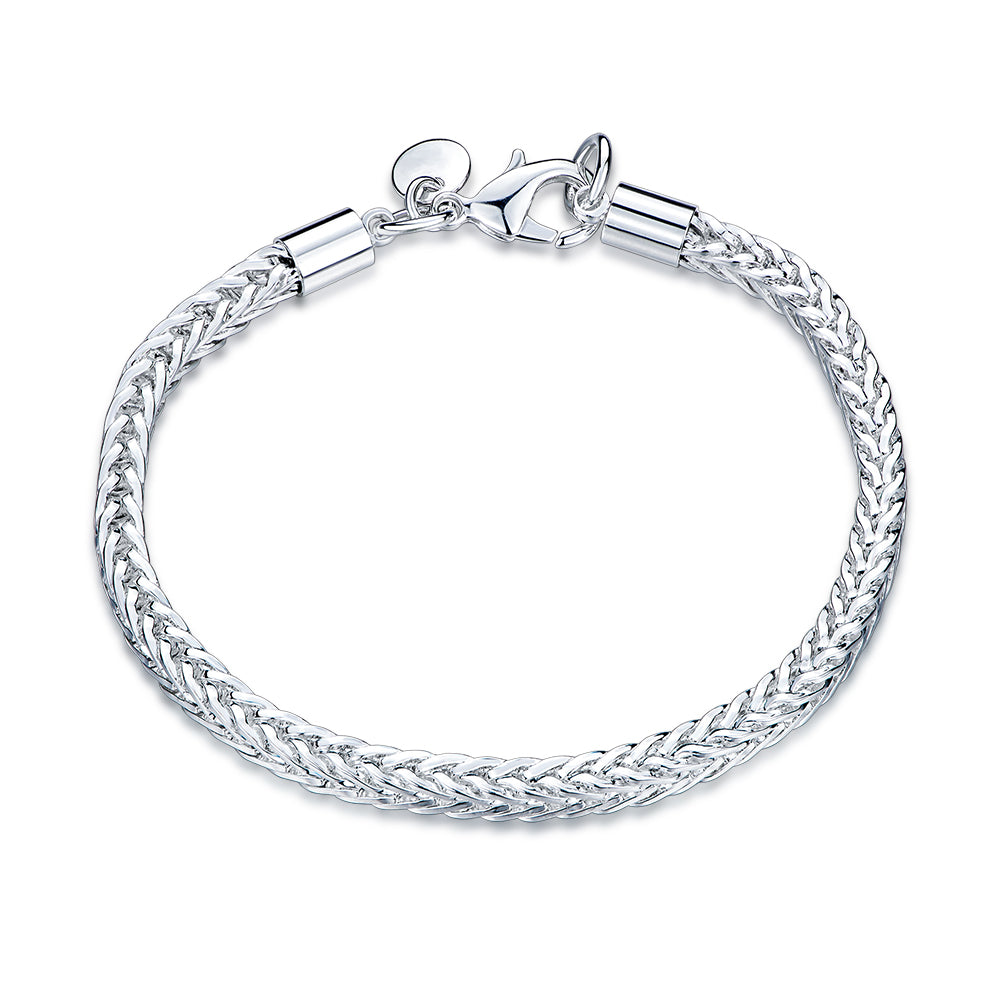 Round Byzantine Chain Bracelet in 18K White Gold Plated
