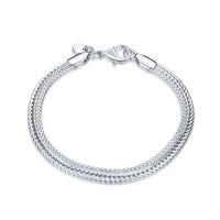 Flat Byzantine Chain Bracelet in 18K White Gold Plated