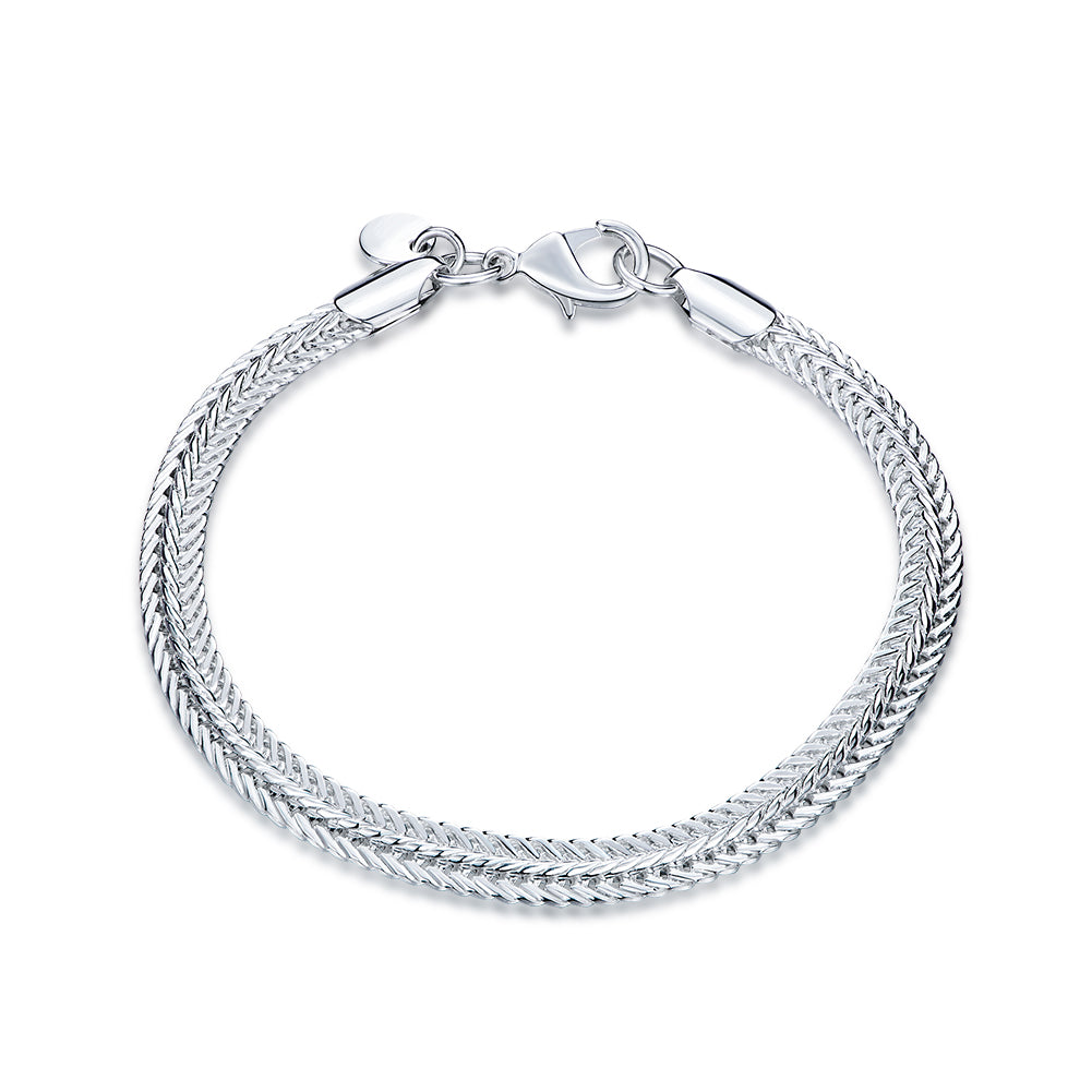 Flat Byzantine Chain Bracelet in 18K White Gold Plated