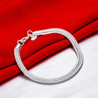 Flat Byzantine Chain Bracelet in 18K White Gold Plated
