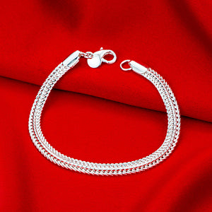 Flat Byzantine Chain Bracelet in 18K White Gold Plated