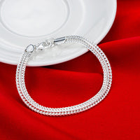 Flat Byzantine Chain Bracelet in 18K White Gold Plated