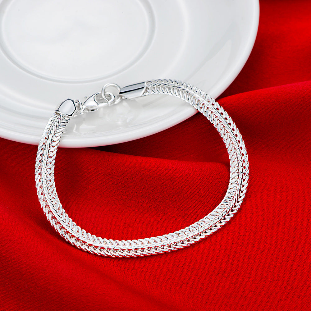 Flat Byzantine Chain Bracelet in 18K White Gold Plated
