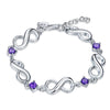 Purple Swarovski Infinite Shaped Bracelet in 18K White Gold