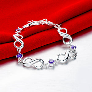 Purple Austrian Infinite Shaped Bracelet in 18K White Gold