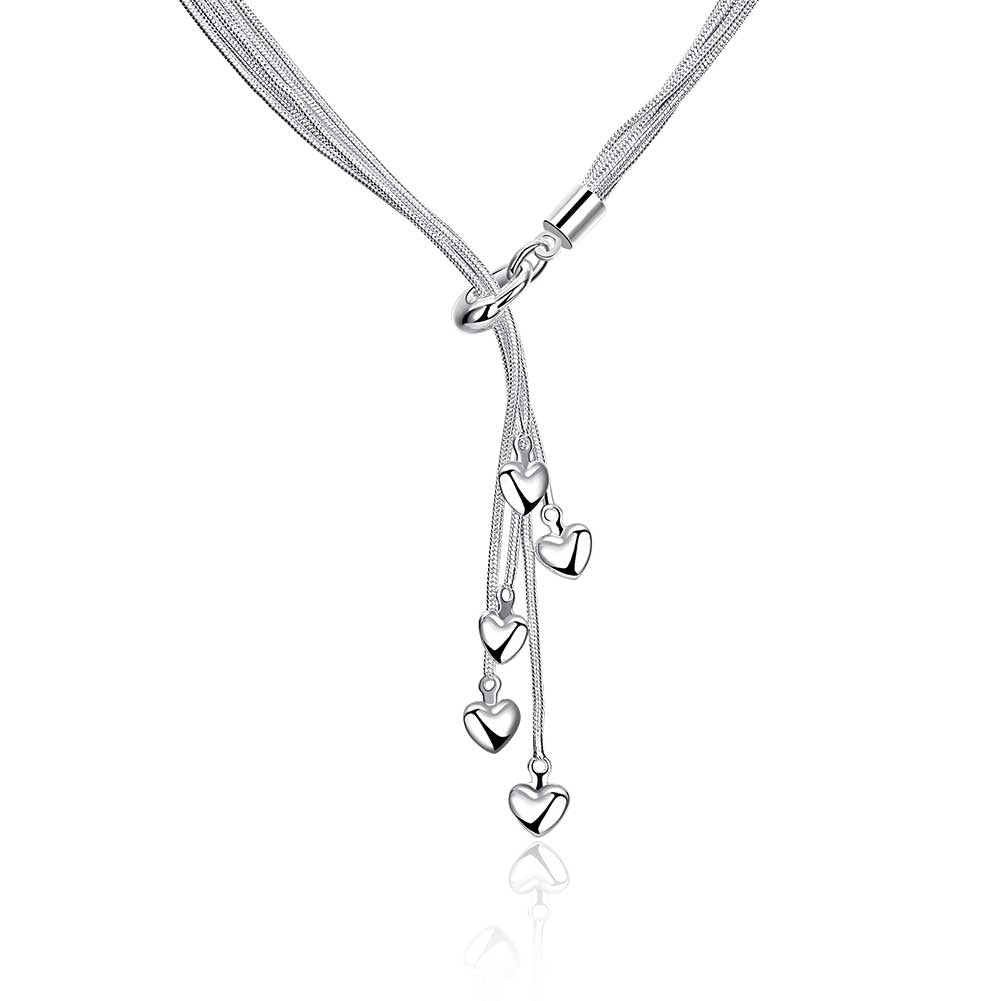 5 Dangling Heart in 18K White Gold Plated 18", Necklace, Golden NYC Jewelry, Golden NYC Jewelry jewelryjewelry deals, swarovski crystal jewelry, groupon jewelry,, jewelry for mom,