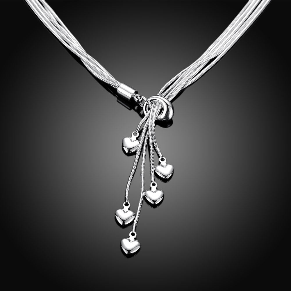 5 Dangling Heart in 18K White Gold Plated 18", Necklace, Golden NYC Jewelry, Golden NYC Jewelry jewelryjewelry deals, swarovski crystal jewelry, groupon jewelry,, jewelry for mom,