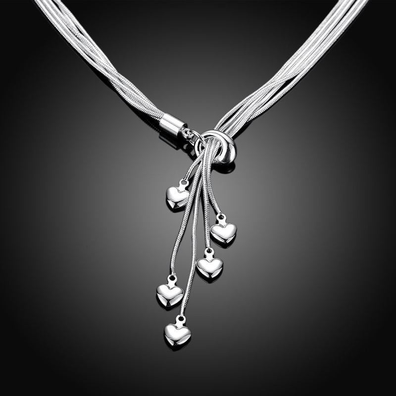 5 Dangling Heart in 18K White Gold Plated 18", Necklace, Golden NYC Jewelry, Golden NYC Jewelry jewelryjewelry deals, swarovski crystal jewelry, groupon jewelry,, jewelry for mom,