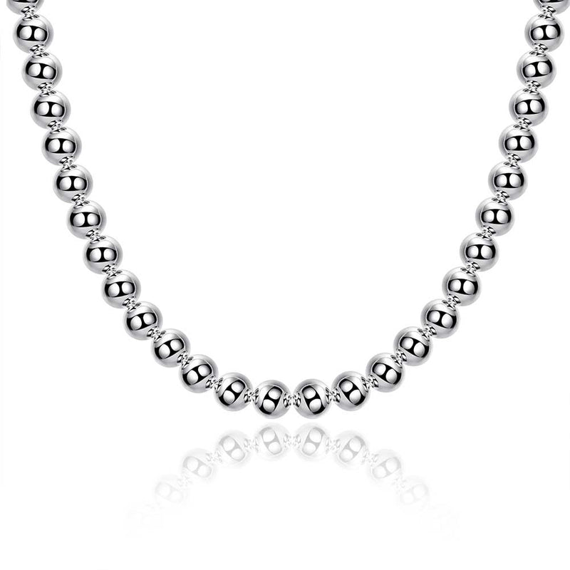 10mm Ball Necklace in 18K White Gold Plated 20