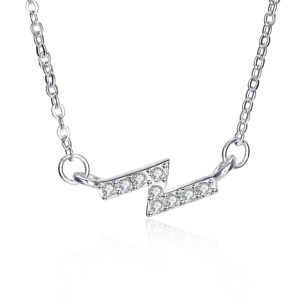 Z Zig Zag Necklace in 18K White Gold Plated