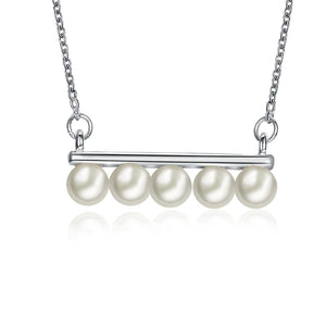 5PC Ball Necklace in 18K White Gold Plated