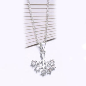 Tree Drop Necklace in 18K White Gold Plated