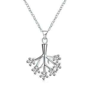 Tree Drop Necklace in 18K White Gold Plated