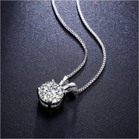 Solitaire Swarovski Crystal Princess Necklace in 18K White Gold